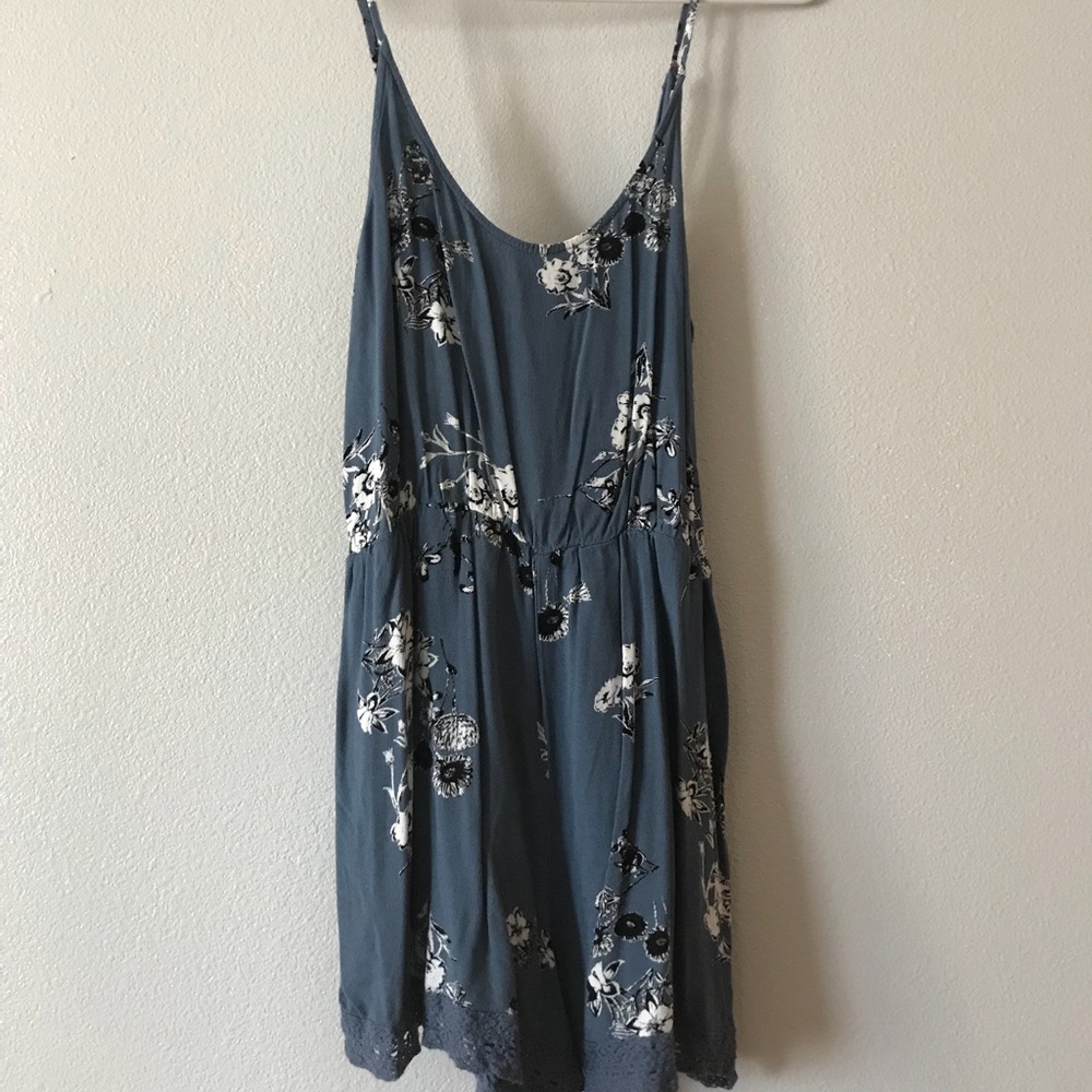 blue floral romper